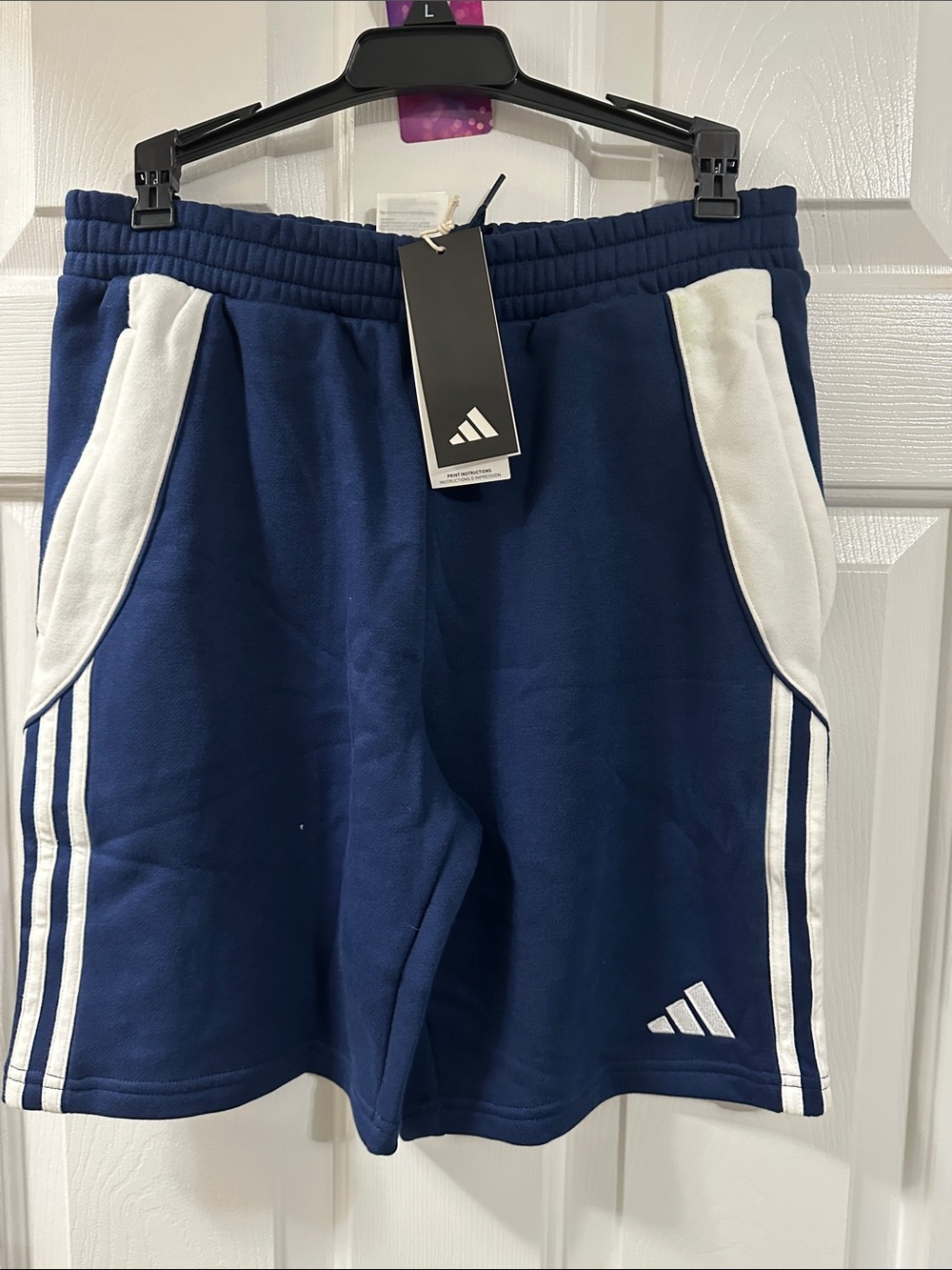adidas Navy Blue Kids Athletic Shorts with White Accents